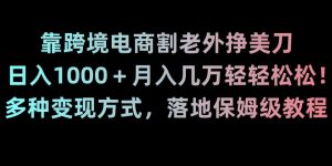 靠跨境电商割老外挣美刀,日入1000+月入几万轻轻松松!多种变现方式,落地保姆级教程【揭秘】-副业吧