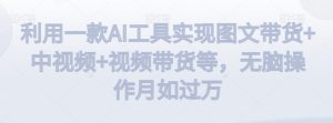 利用一款AI工具实现图文带货+中视频+视频带货等，无脑操作月如过万-副业吧