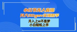 小红书无人直播月入30gmv实操教学，月入上w不是梦，小白轻松上手-副业吧