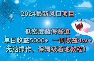 2024最新风口项目，低密度蓝海赛道，单日收益5000+，一周收益4w+！-副业吧