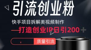 快手项目拆解类视频详细制作流程打造个人IP，单日引流200+高质量创业粉-副业吧