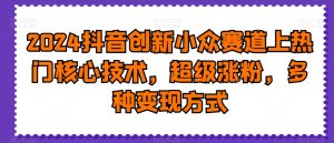 2024抖音创新小众赛道上热门核心技术,超级涨粉,多种变现方式-副业吧