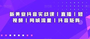 新美业抖音实战课丨直播丨短视频丨同城流量丨抖音矩阵-副业吧