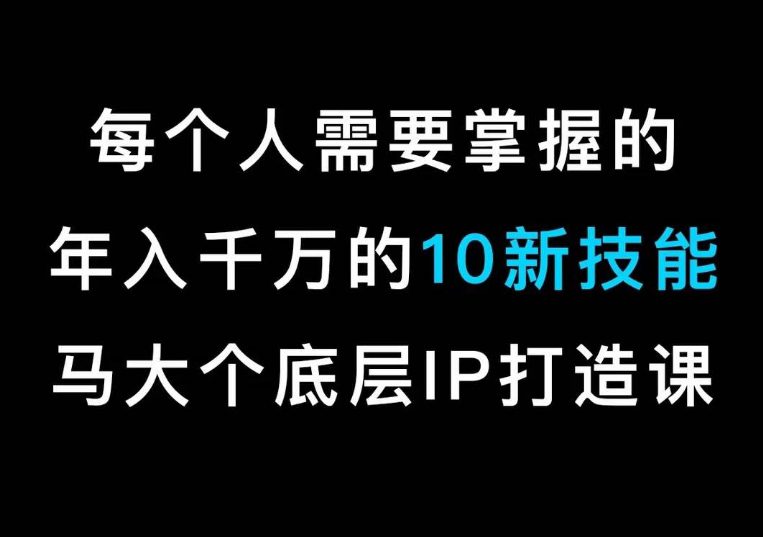 马大个的IP底层逻辑课,每个人需要掌握的年入千万的10新技能,约会底层IP打造方法!-副业吧