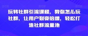 玩转社群引流课程，教你怎么玩社群，让用户裂变倍增，轻松打造社群流量池-副业吧