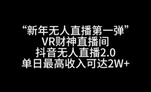 “新年无人直播第一弹“VR财神直播间，抖音无人直播2.0，单日最高收入可达2W+-副业吧