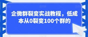 企微群裂变实战教程，低成本从0裂变100个群的-副业吧