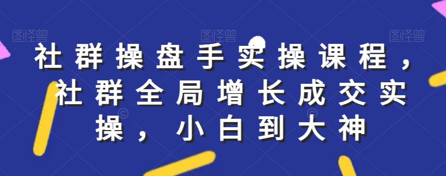 社群实操课程，社群全局增长成交实操，小白到大神-副业吧