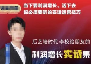 后艺培时代李校给朋友的利润增长实话集，当下要利润增长、活下去你必须要听的实话运营技巧-副业吧