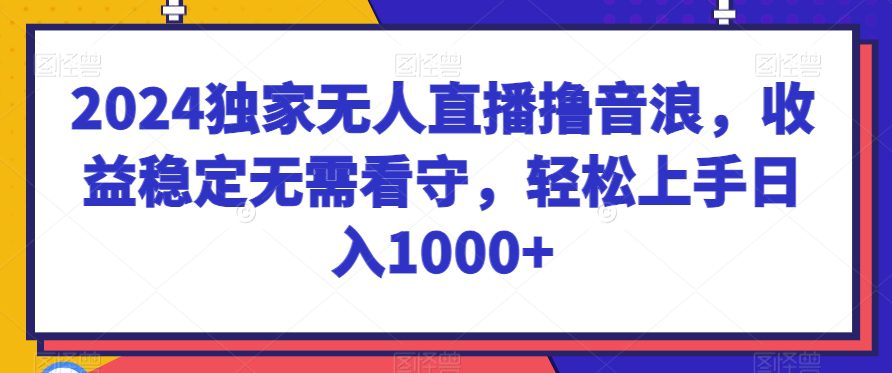 2024独家无人直播撸音浪，收益稳定无需看守，轻松上手日入1000+-副业吧