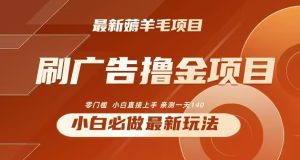 2024最新小白必撸项目，刷广告撸金最新玩法，亲测一天140-副业吧