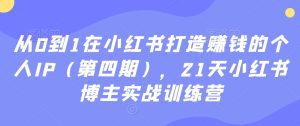 从0到1在小红书打造赚钱的个人IP（第四期），21天小红书博主实战训练营-副业吧