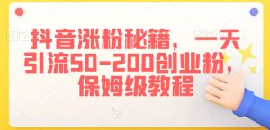 抖音涨粉秘籍，一天引流50-200创业粉，保姆级教程-副业吧