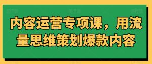 内容运营专项课,用流量思维策划爆款内容-副业吧
