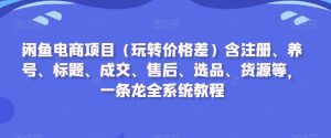 闲鱼电商项目(玩转价格差)含注册、养号、标题、成交、售后、选品、货源等,一条龙全系统教程-副业吧