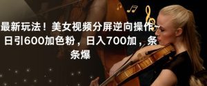 最新玩法！美女视频分屏逆向操作~日引600加色粉，日入700加，条条爆-副业吧
