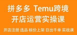 2024Temu最新玩法，Temu跨境开店运营实操课，开店注册/选品/核价上架/日出千单实战课-副业吧