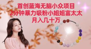 首创蓝海无脑小众项目，2分钟暴力吸粉小姐姐富太太，月入几十万-副业吧