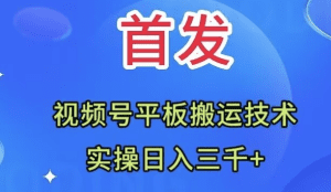 （7843期）全网首发：视频号平板搬运技术，实操日入三千＋-副业吧
