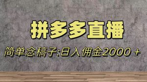 (7996期)蓝海赛道拼多多直播,无需露脸,日佣金2000+-副业吧