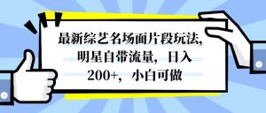(8114期)最新综艺名场面片段玩法,明星自带流量,日入200+,小白可做-副业吧