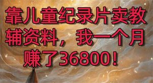 （8808期）靠儿童纪录片卖教辅资料，一个月赚了36800！暴力变现2.0版本，喂饭级教学-副业吧
