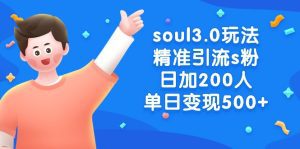 （8885期）soul3.0玩法精准引流s粉，日加200人单日变现500+-副业吧