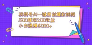 （9041期）视频号AI一键原创爆款视频，500播放200收益，小白稳赚8000+-副业吧