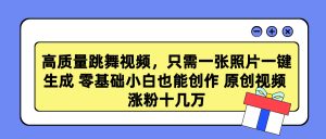 （9222期）高质量跳舞视频，只需一张照片一键生成 零基础小白也能创作 原创视频 涨…-副业吧
