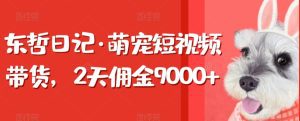 东哲日记·萌宠短视频带货，2天佣金9000+-副业吧