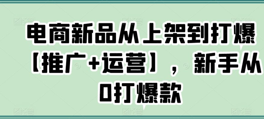 电商新品从上架到打爆【推广+运营】，新手从0打爆款-副业吧
