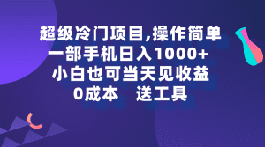 (9291期)超级冷门项目,操作简单,一部手机轻松日入1000+,小白也可当天看见收益-副业吧