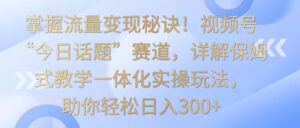 掌握流量变现秘诀！视频号“今日话题”赛道，详解保姆式教学一体化实操玩法，日入300+-副业吧
