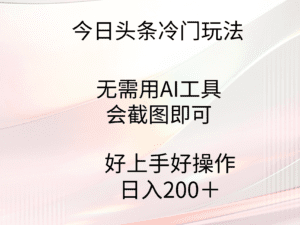 （9468期）今日头条冷门玩法，无需用AI工具，会截图即可。门槛低好操作好上手，日…-副业吧