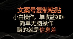 文案号掘金，简单复制粘贴，小白操作，单作品收益900+-副业吧