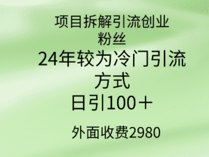 （9489期）项目拆解引流创业粉丝，24年较冷门引流方式，轻松日引100＋-副业吧