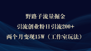 （9513期）野路子流量掘金，引流创业粉日引流200+，两个月变现15W（工作室玩法））-副业吧