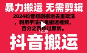 2024最新抖音搬运技术，抖音短剧视频去重，手法搬运，利用工具去重，达到秒过原创的效果-副业吧