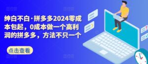 拼多多2024零成本包起，0成本做一个高利润的拼多多，方法不只一个-副业吧