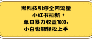 （9679期）黑科技引爆全网流量小红书拉新，单日暴力收益7000+，小白也能轻松上手-副业吧
