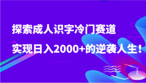 探索成人识字冷门赛道，实现日入2000+的逆袭人生！-副业吧