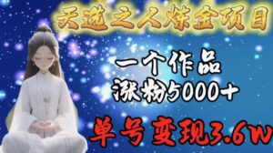 天选之人炼金项目，一个作品涨粉5000+，单号变现3.6w-副业吧