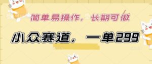 小众赛道，一单299.简单易操作，长期可做-副业吧