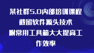 某社群5.0内部培训课程，截留软件源头技术，附常用工具箱大大提高工作效率-副业吧