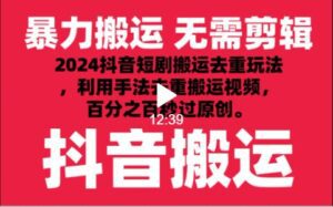 2024最新抖音搬运技术，抖音短剧视频去重，手法搬运，利用工具去重，秒过原创！-副业吧