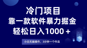 （9791期）冷门项目，靠一款软件暴力掘金日入1000＋，小白轻松上手第二天见收益-副业吧