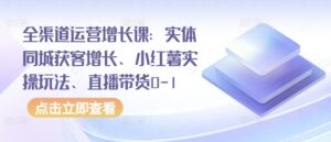 全渠道运营增长课：实体同城获客增长、小红薯实操玩法、直播带货0-1-副业吧