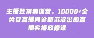 主播登顶集训营，10000+全类目直播间诊断沉淀出的直播实操必修课-副业吧