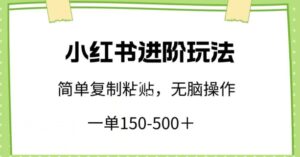 小红书进阶玩法，一单150-500+，简单复制粘贴，小白也能轻松上手-副业吧
