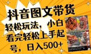 抖音图文带货已过时?那你不如仔细看看这个,小白看完轻松上手起号,日入500+不是梦-副业吧